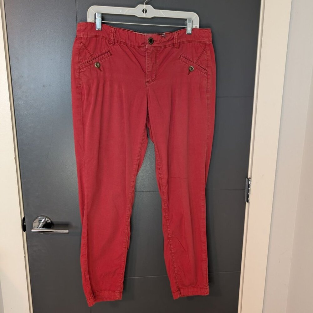Daughters Of The Liberation Red Cotton-Blend Straight-Leg Pants‎ Size 10